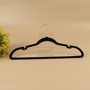 Hot items black non-slip flocked clothes hanger coat hanger for sale