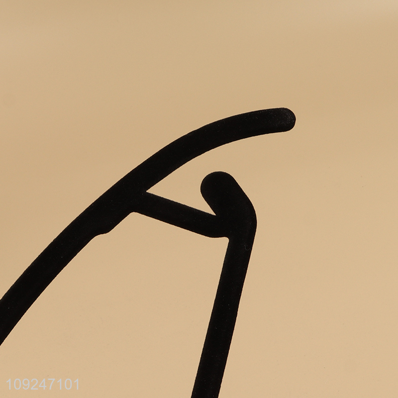 Hot selling black traceless non-slip flocked clothes hanger coat hanger