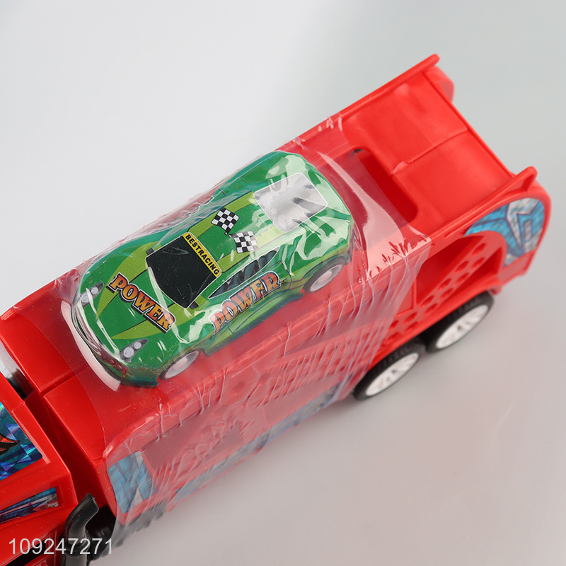 New Product Push and Go Toy Tractor Trailer Set with Pull Back Car