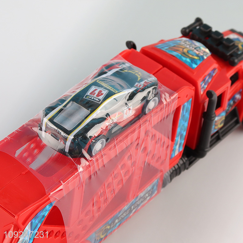 Factory Supplt Push and Go Toy Tractor Trailer Set with Pull Back Car