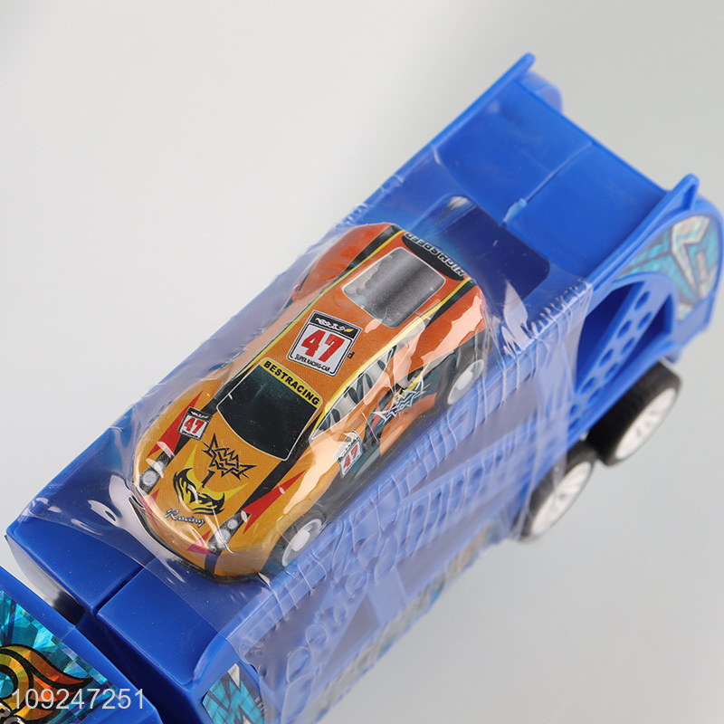 Hot Selling Push and Go Toy Tractor Trailer Set with Pull Back Car