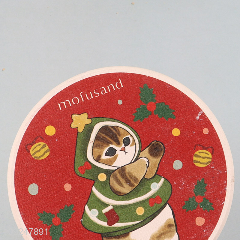 Low price round christmas cat anti-slip cup coaster cup mat for sale
