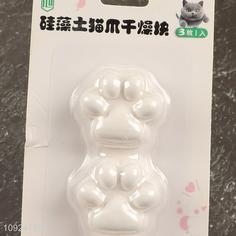 China supplier cat paw shape 3pcs multi-purpose diatomite material drying block