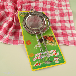 Hot Selling 3 Pieces Stainless Steel Fine Mesh Strainers Kitchen Wire Strainers