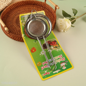 Good Quality 3 Pieces Stainless Steel Fine Mesh Strainer Set Kitchen Gadgets