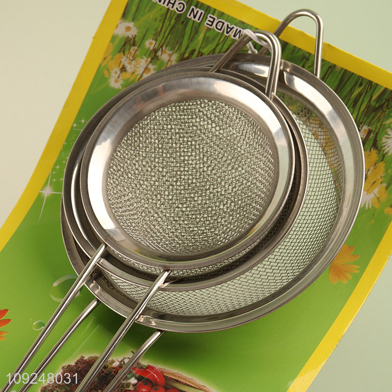 Good Quality 3 Pieces Stainless Steel Fine Mesh Strainer Set Kitchen Gadgets