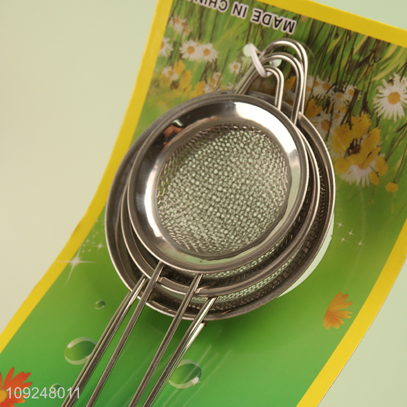 Factory Supply 3 Pieces Stainless Steel Fine Mesh Strainers Sifters for Tea Oil