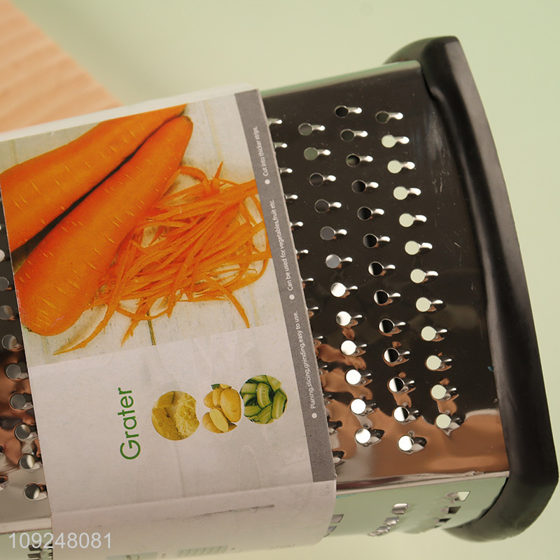 China Imports 8 Inch Cheese Grater Stainless Steel 4-Sided Box Grater for Vegetables