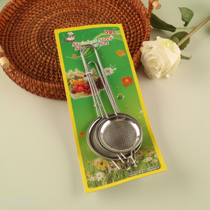 Factory Supply 3 Pieces Stainless Steel Fine Mesh Strainers Sifters for Tea Oil