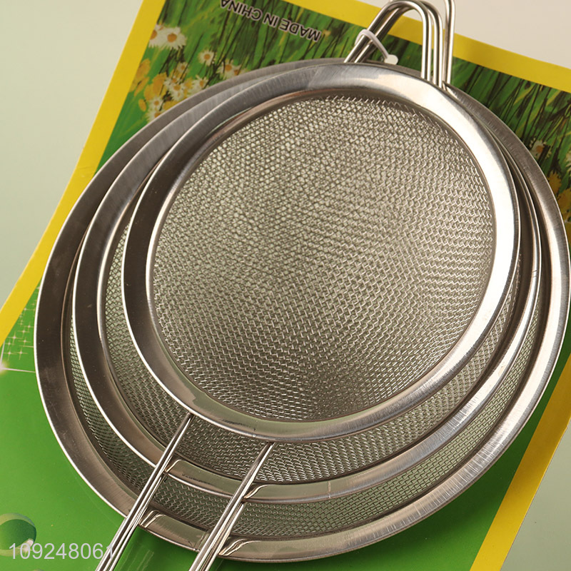 New Product 3 Pieces Stainless Steel Fine Mesh Strainers Sieves with Handle
