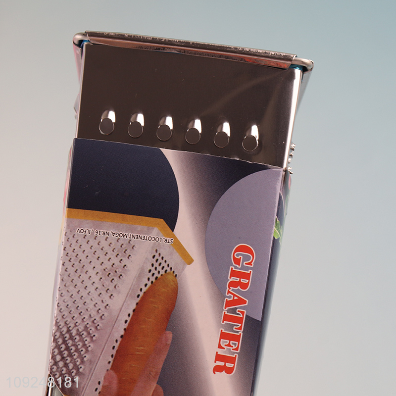 New Arrival Cheese Grater Stainless Iron 4 Sides Box Grater with Plastic Handle