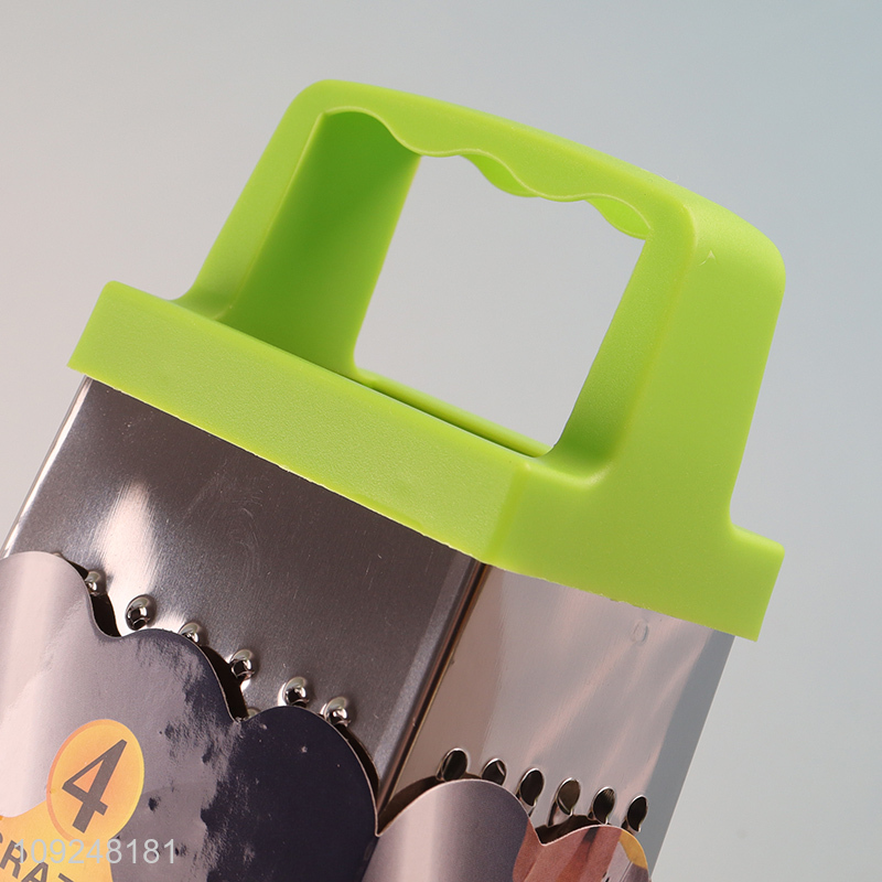 New Arrival Cheese Grater Stainless Iron 4 Sides Box Grater with Plastic Handle