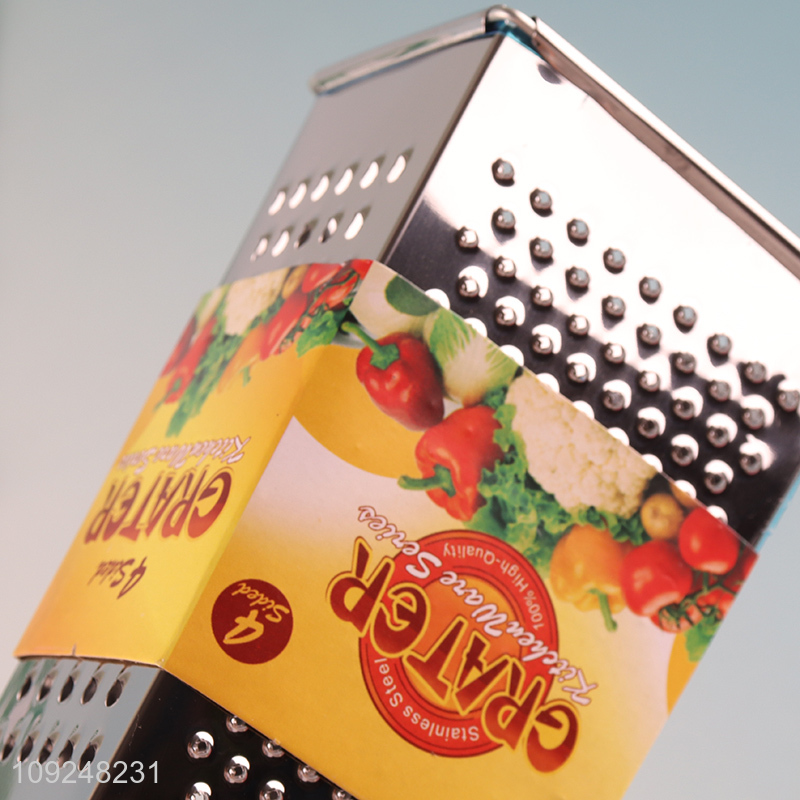 Factory Price Cheese Grater Stainless Iron 4-Sided Box Grater for Cheese Ginger Carrot