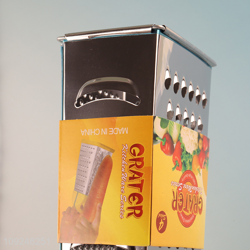 Factory Supply Cheese Grater Stainless Iron 4-Sided Box Grater for Potatoes Carrots