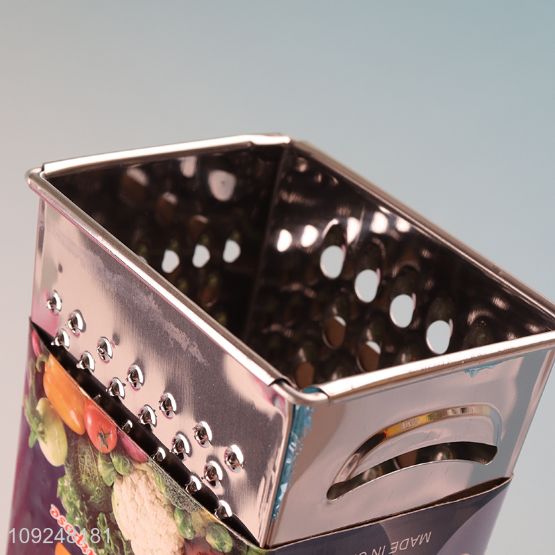 New Arrival Cheese Grater Stainless Iron 4 Sides Box Grater with Plastic Handle