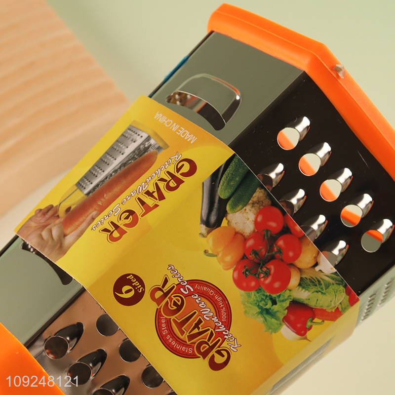 Hot Selling Cheese Grater 6-Sided Box Grater Multi-Function Box Grater with Handle