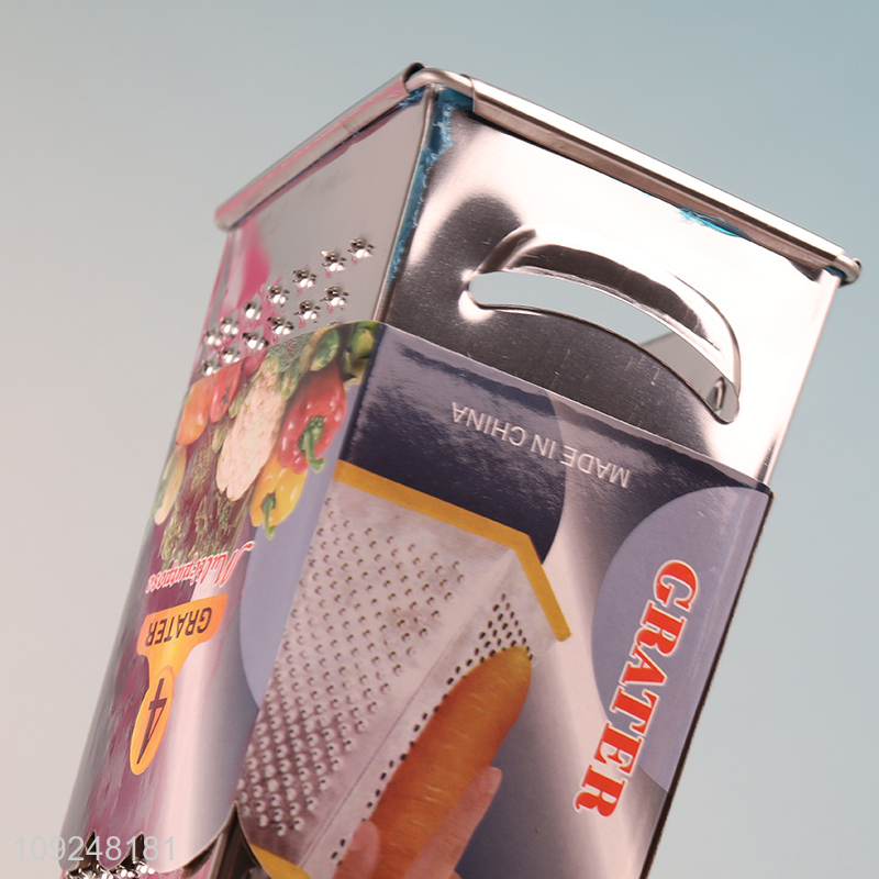 New Arrival Cheese Grater Stainless Iron 4 Sides Box Grater with Plastic Handle