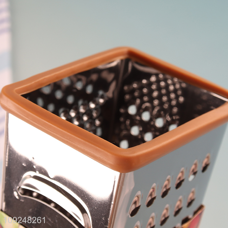 New Arrival Cheese Grater Stainless Iron 4 Sides Box Grater with Wood Grain Handle