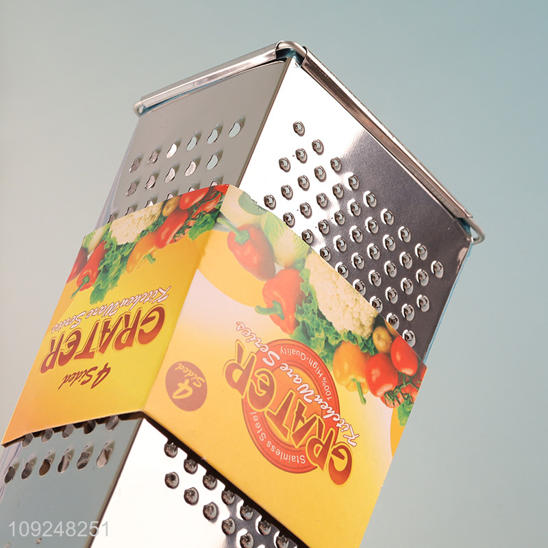Factory Supply Cheese Grater Stainless Iron 4-Sided Box Grater for Potatoes Carrots