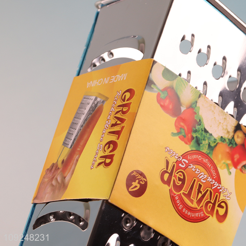 Factory Price Cheese Grater Stainless Iron 4-Sided Box Grater for Cheese Ginger Carrot