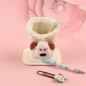Hot selling cartoon puppy desktop stationery storage pen holder wholesale