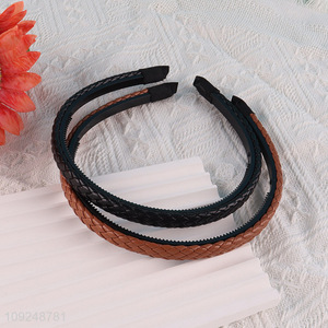 Good Quality PU Leather Headband Braided Hair Hoop Hairbands for Women