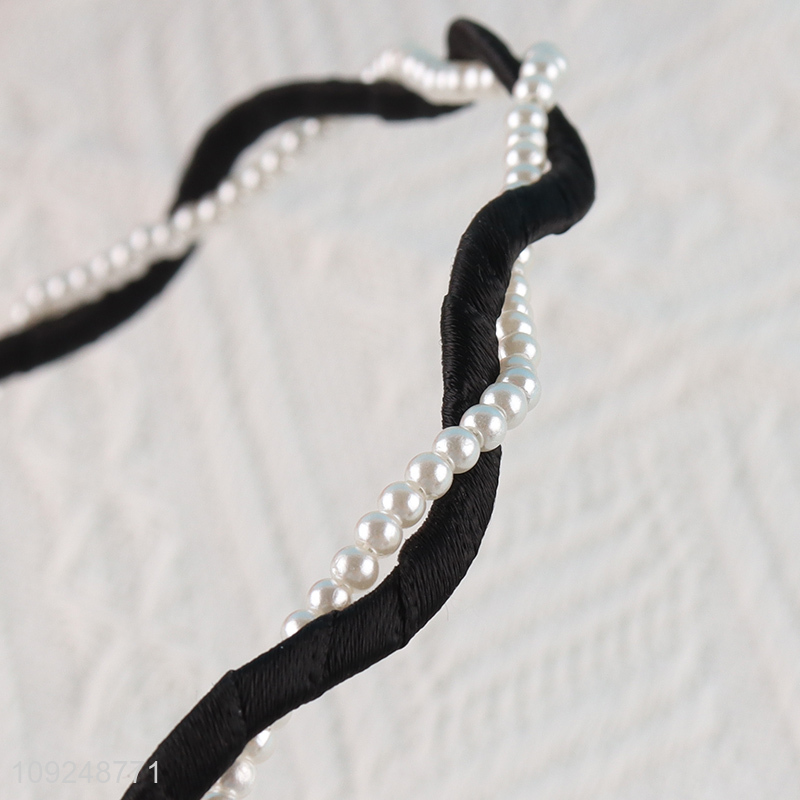 New Arrival Thin Pearl Headband Fashion Elegant Hairband Handmade Hair Hoop