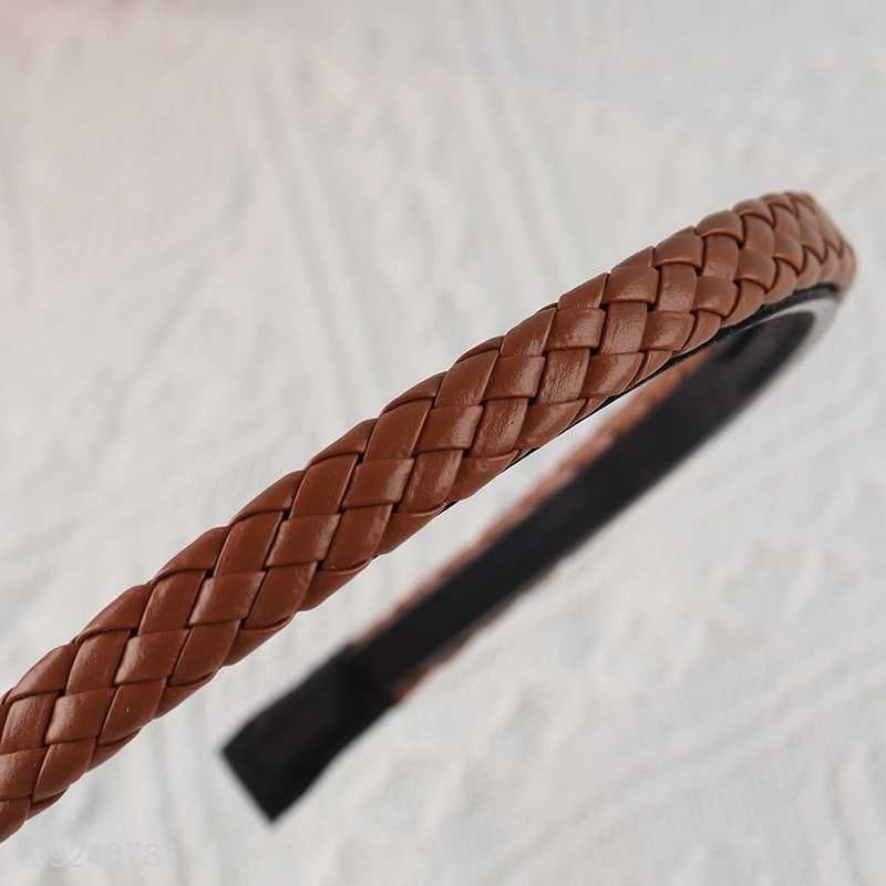 Good Quality PU Leather Headband Braided Hair Hoop Hairbands for Women