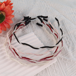 New Arrival Thin Pearl Headband Fashion Elegant Hairband Handmade Hair Hoop