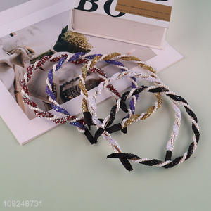 Wholesale Twist Braided Pearl Headband Non-Slip Elegant Headband for Women