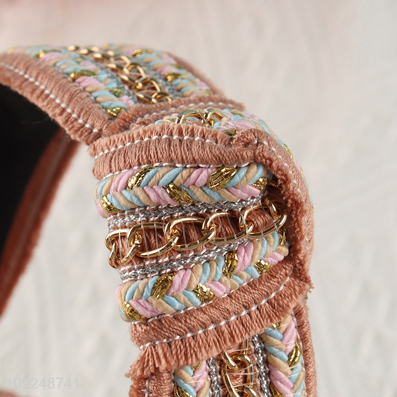 Online Wholesale Bohemia Headband Woven Knotted Hairband Wide Hair Hoop