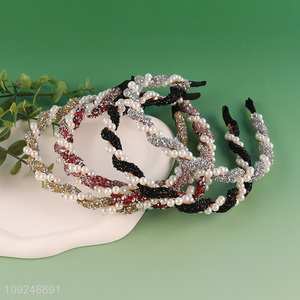 High Quality Twist Beaded Headband Fashion Pearl Hair Hoop Hair Accessories