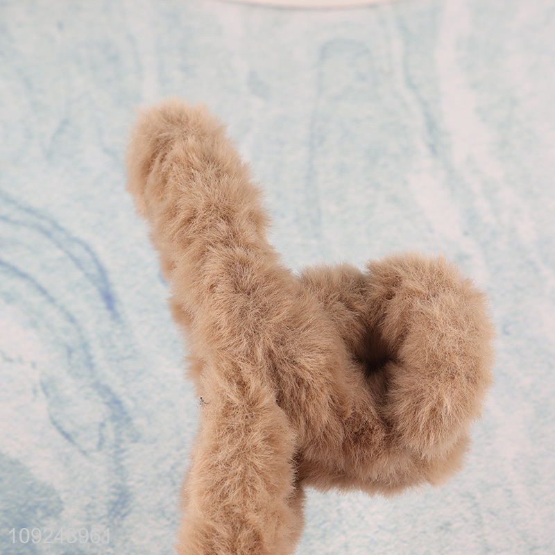 Good Quality Plush Hair Claw Clips Non-Slip Fluffy Hair Claw Clips
