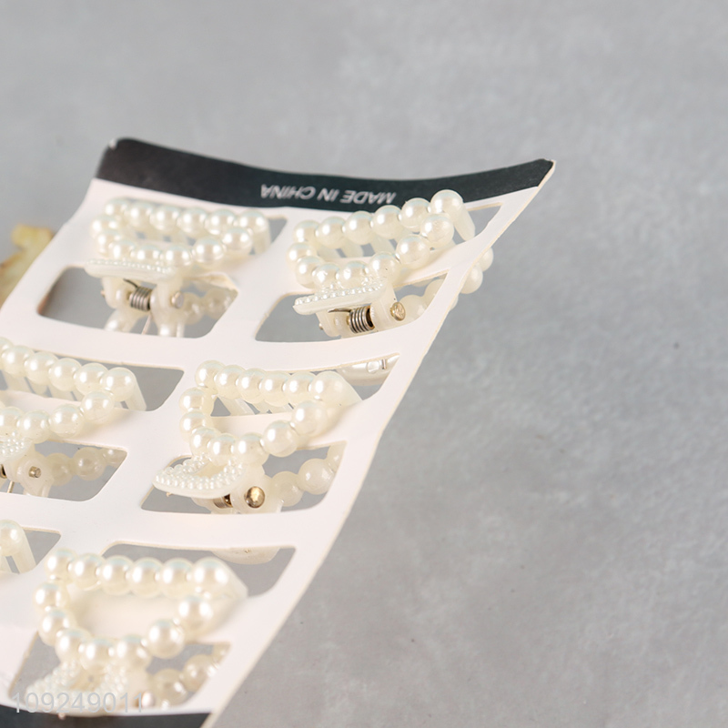 China Imports 6PCS Pearl Hair Claw Clips Pearl Hair Jaw Clips Barrettes