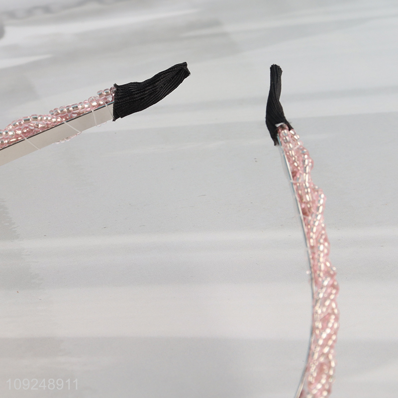 Factory Price Beaded Headband Beaded Hair Hoop Trendy Hairband for Women