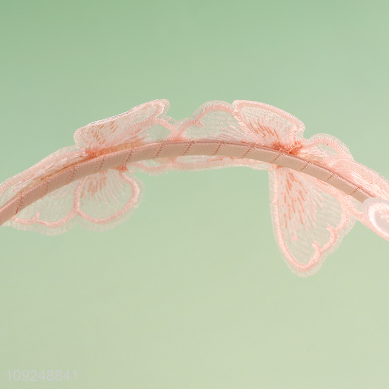 New Product Mesh Butterfly Pearl Headband Trendy Hairband Sweet Hair Hoop