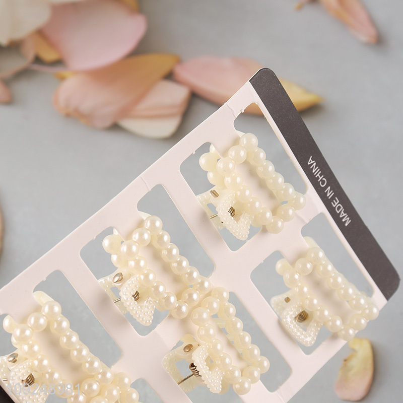 High Quality 6PCS Pearl Hair Claw Clips Non-Slip Pearl Hair Jaw Clips
