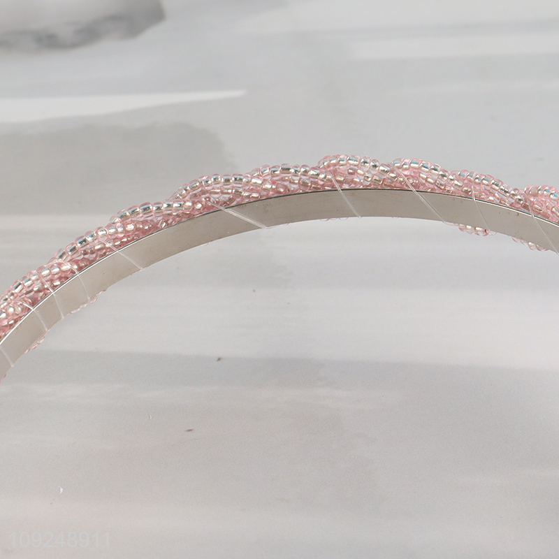 Factory Price Beaded Headband Beaded Hair Hoop Trendy Hairband for Women