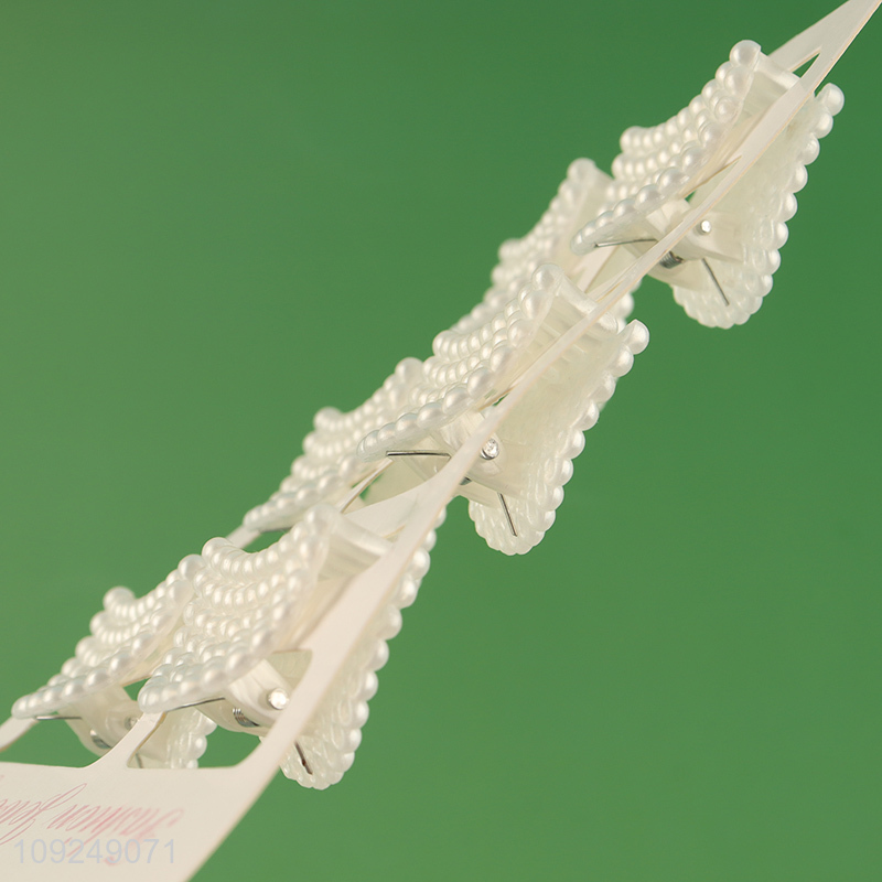 High Quality 6PCS Pearl Hair Claw Clips Strong Hold Fashion Hair Clips