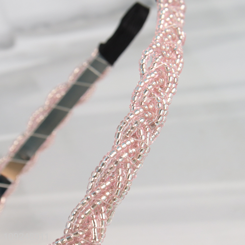 Factory Price Beaded Headband Beaded Hair Hoop Trendy Hairband for Women