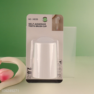 China Imports Suction Cup Toothbrush Organizer with Mouthwash Cup for Bathroom