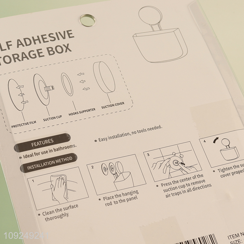 High Quality Wall Mounted Suction Cup Plastic Storage Box for Kitchen Bathroom