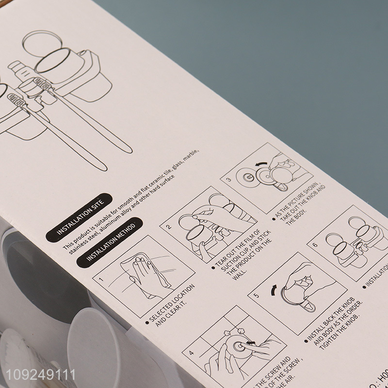 Online Wholesale Wall Mounted Suction Cup Toothbrush Shelf with 2 Toothbrush Cups