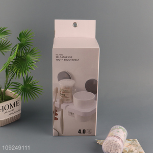 Online Wholesale Wall Mounted Suction Cup Toothbrush Shelf with 2 Toothbrush Cups