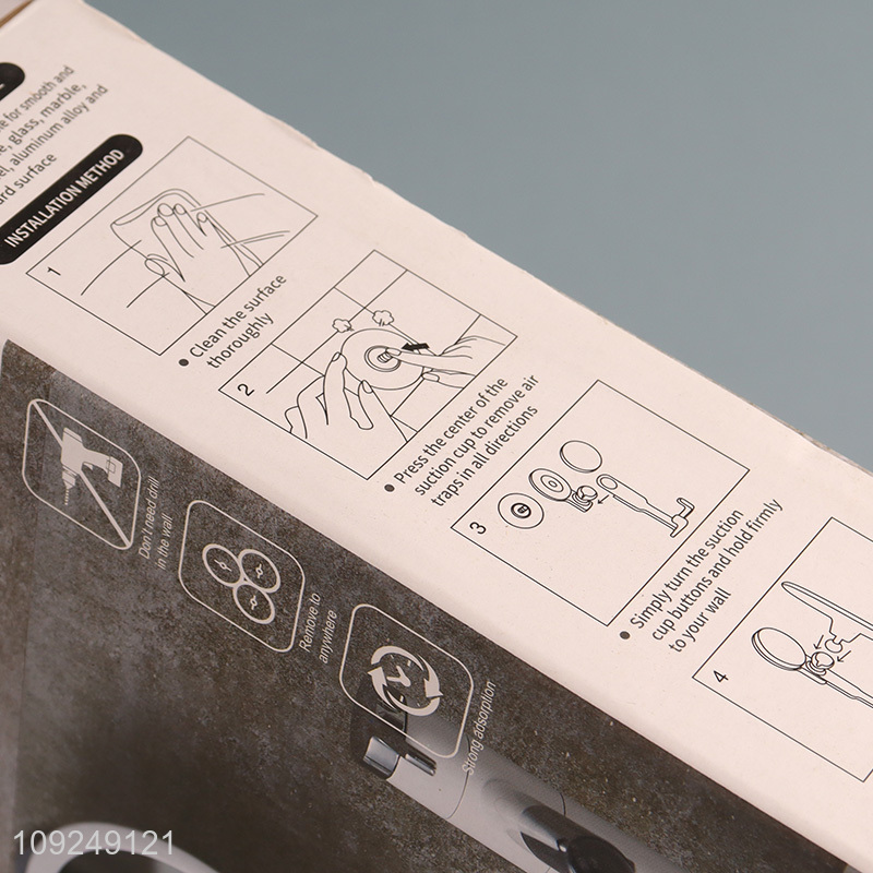 New Arrival Round Wall Mounted Suction Cup Makeup Mirror with Hook for Bathroom