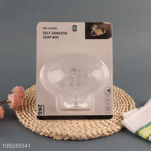 China Wholesale Suction Cup Plastic Soap Holder Clear Wall Mounted Soap Dish