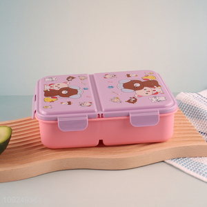 High Quality Bpa Free Plastic Bento Lunch Box with Spork for Kids Boys Girls