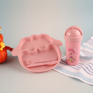 Good Quality Kids Toddlers Dinnerware Set Plastic Dinner Plate and Water Bottle Set