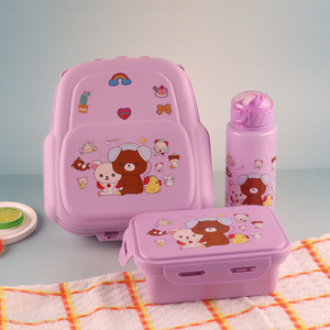 New Product Kids Cartoon Lunch Box and Water Bottle Set with Portable Case