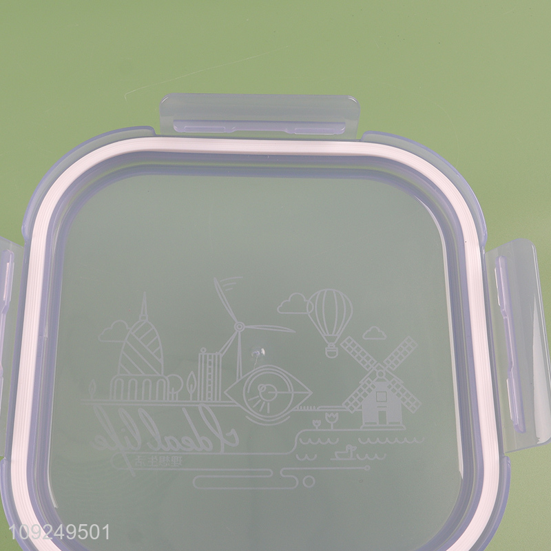 Good selling square 1.9L glass food container preservation box with lid